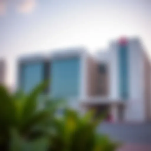 Exterior view of American Hospital Dubai showcasing modern architecture