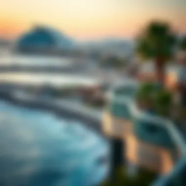 Coastal Living: A Panoramic View of Dubai Panoramic view of Dubai's coastline with beach houses