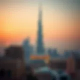 Architectural view of Burj Al Noor at sunset