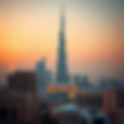 Architectural view of Burj Al Noor at sunset