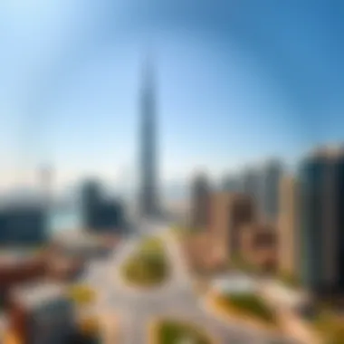 Dubai Skyline with Burj Vista Tower 1 Panoramic view of Dubai skyline featuring Burj Vista Tower 1