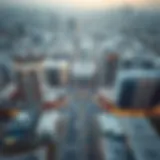 Aerial view of City Avenue showcasing its architectural diversity