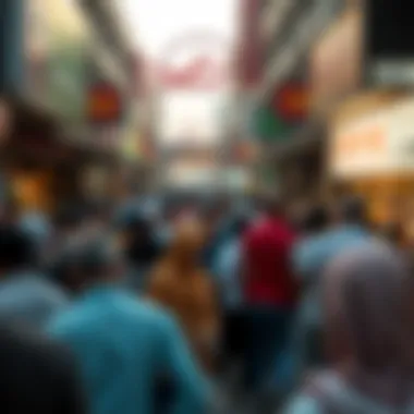 Bustling Atmosphere at Peak Hours at Dragon Mart Crowd at Dragon Mart during Peak Hours