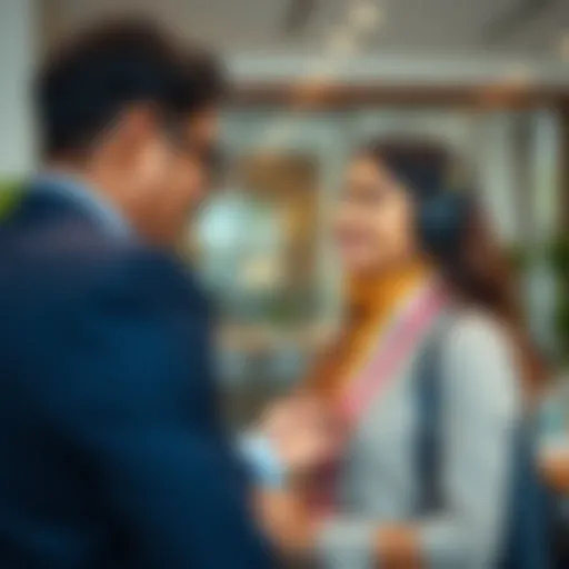 Customer service representative assisting a client