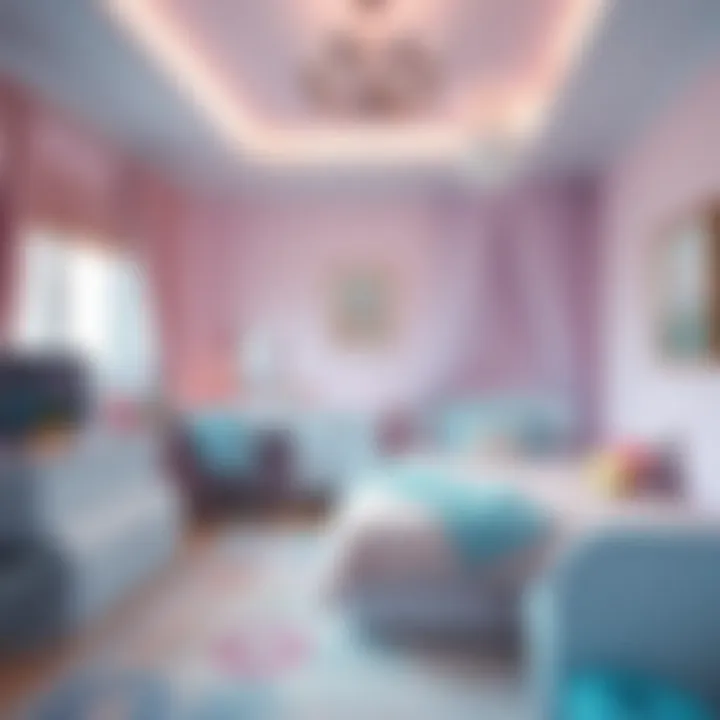 Whimsical girls bedroom design with pastel colors