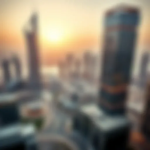 Aerial view of the Dubai International Financial Centre showcasing modern architecture