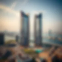 Aerial view of Dubai Creek Tower showcasing its unique architectural design