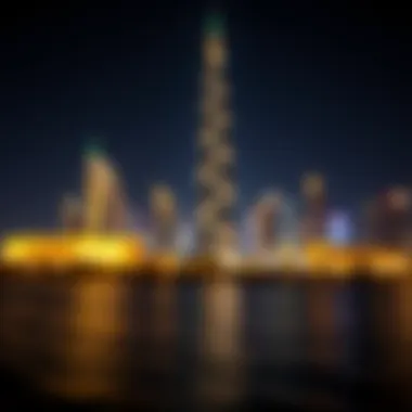 Dubai Creek Tower at Night Nighttime illumination of Dubai Creek Tower illuminating the skyline