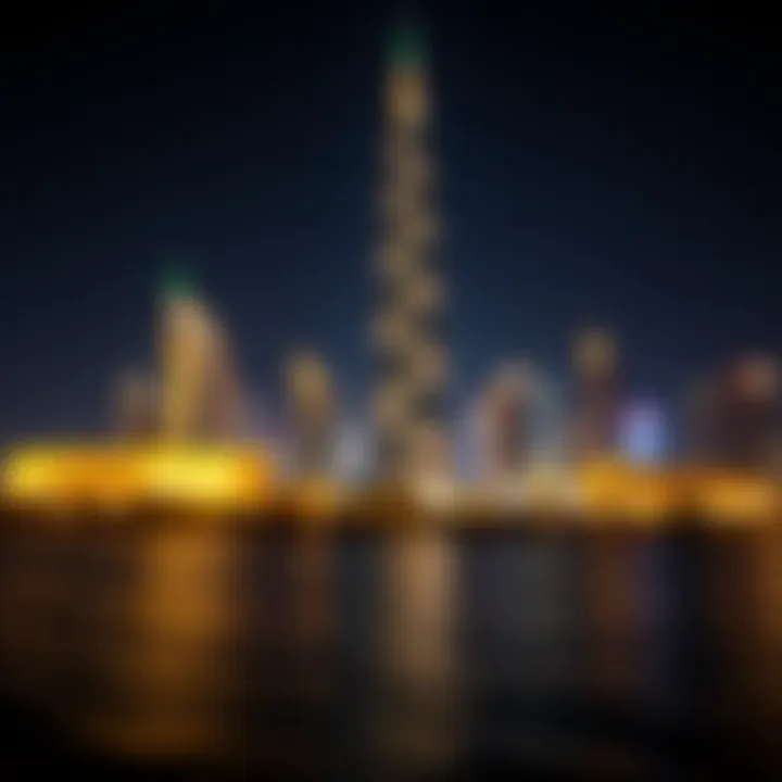 Dubai Creek Tower at Night Nighttime illumination of Dubai Creek Tower illuminating the skyline
