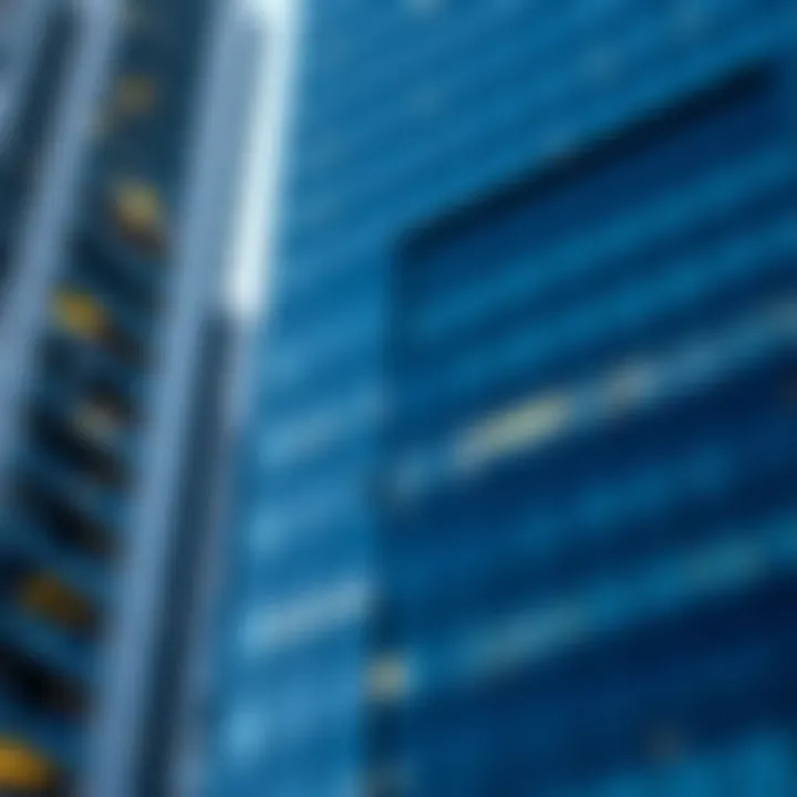 Close-up of a modern high-rise building's facade made of glass