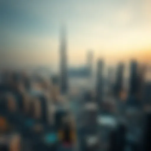Aerial view showcasing the skyline of Dubai with its iconic skyscrapers