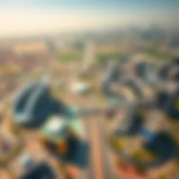 Aerial view of Dubai Production City showcasing modern architecture