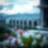 A serene view of Eden House showcasing residential buildings
