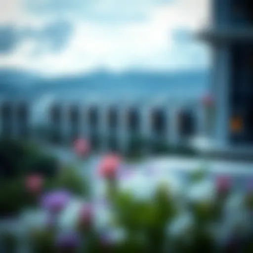 A serene view of Eden House showcasing residential buildings