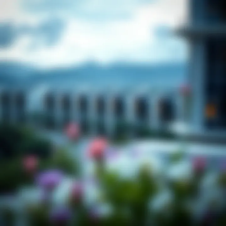A serene view of Eden House showcasing residential buildings