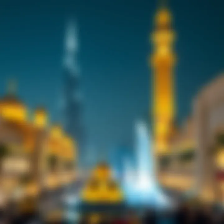 Eid Celebrations at Dubai Landmarks Stunning views of iconic landmarks in Dubai celebrating Eid.