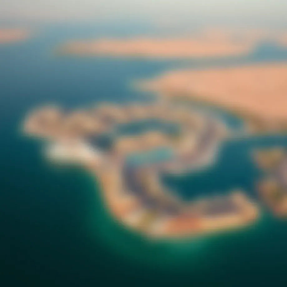 Aerial view of Al Yasat Island showcasing its unique landscape