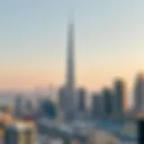 Stunning view of Rolex Tower against the Dubai skyline