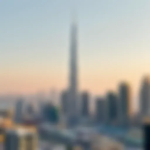 Stunning view of Rolex Tower against the Dubai skyline