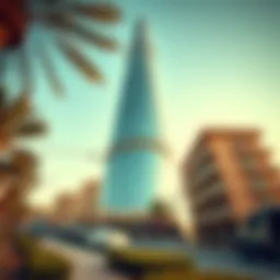 Stunning view of Apricot Tower from the ground