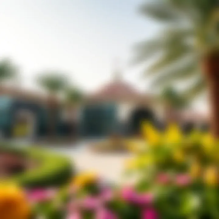 Scene of the Arabian Centre surrounded by lush landscaping and amenities