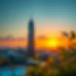 Stunning view of Bonnington Tower at sunset