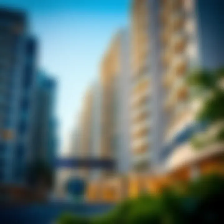 Modern residential buildings near a metro station