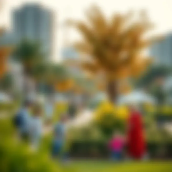 Community park bustling with families and recreational activities