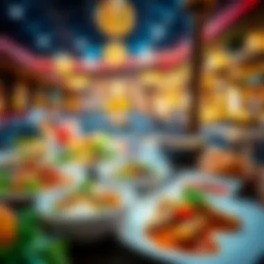 Culinary Diversity in Global Village A diverse array of international dishes beautifully plated at Global Village