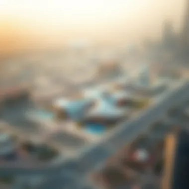 Aerial shot of the Dubai Expo 2020 site showcasing pavilions