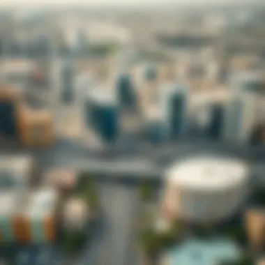 Aerial view of the Qusais area highlighting its urban infrastructure