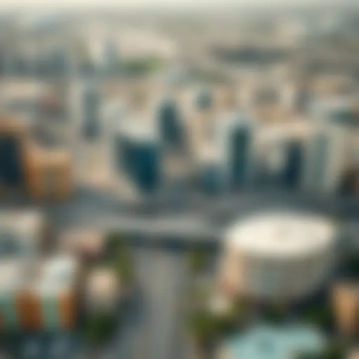 Aerial view of the Qusais area highlighting its urban infrastructure
