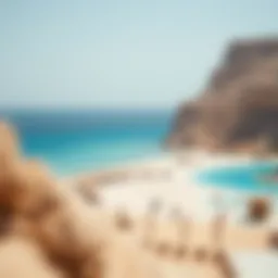A picturesque view of Al Mamzar Beach showcasing clear blue waters and white sands