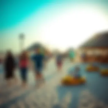 Vibrant Recreational Activities Recreational facilities at Al Mamzar Beach with families enjoying various activities