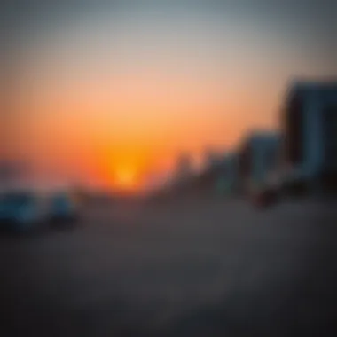 Serene Sunset at Al Mamzar Sunset over Al Mamzar Beach with the Dubai skyline in the background