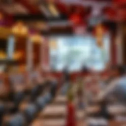 A bustling dining area in a Dubai restaurant showcasing diverse culinary experiences