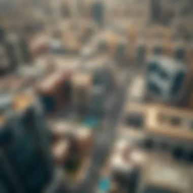 Dubai's Thriving Commercial Landscape: An Aerial Perspective Aerial view of a bustling Dubai commercial district