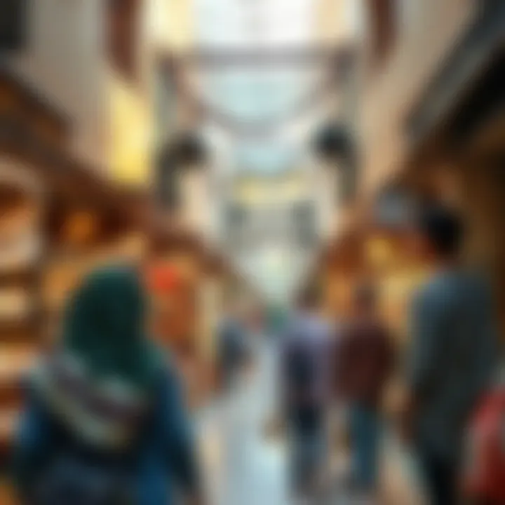 An engaging scene of shoppers exploring the diverse offerings at Souq Al Marfa