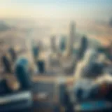 Aerial view of modern skyscrapers in Dubai