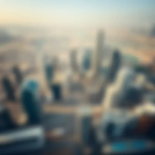 Aerial view of modern skyscrapers in Dubai