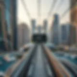 Stunning view of Marina Towers Tram Station with skyscrapers in the background