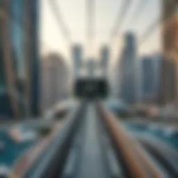Stunning view of Marina Towers Tram Station with skyscrapers in the background