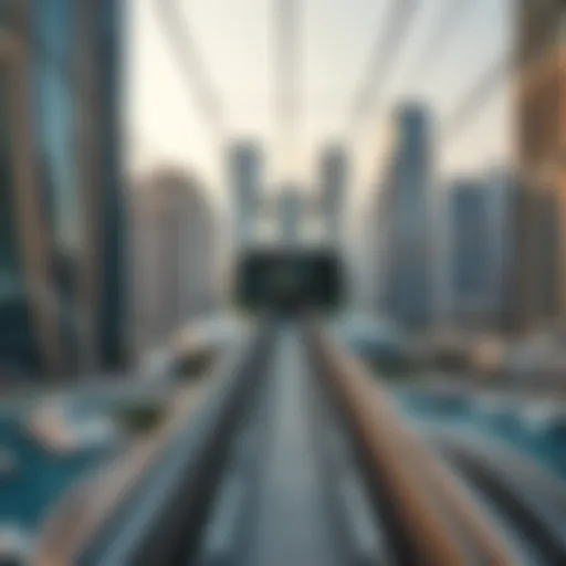 Stunning view of Marina Towers Tram Station with skyscrapers in the background