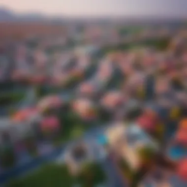 Neighborhood Overview of Skyline Ranch Villa Aerial view of Dubai showcasing the neighborhood around Skyline Ranch Villa