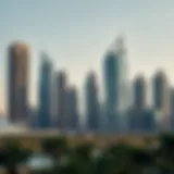 Luxurious skyscrapers in Dubai skyline