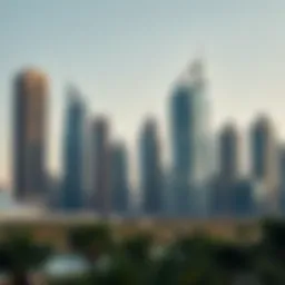 Luxurious skyscrapers in Dubai skyline