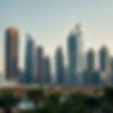 Luxurious skyscrapers in Dubai skyline