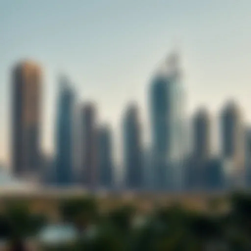 Luxurious skyscrapers in Dubai skyline