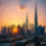 Stunning Dubai skyline at sunset
