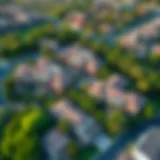Aerial view of Victory Heights community showcasing lush greenery and homes
